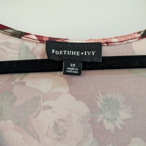 FORTUNE + IVY Irene Faux Wrap Brushed Knit Maxi Dress, High-Low, Burgundy, 2X - Picture 5 of 5